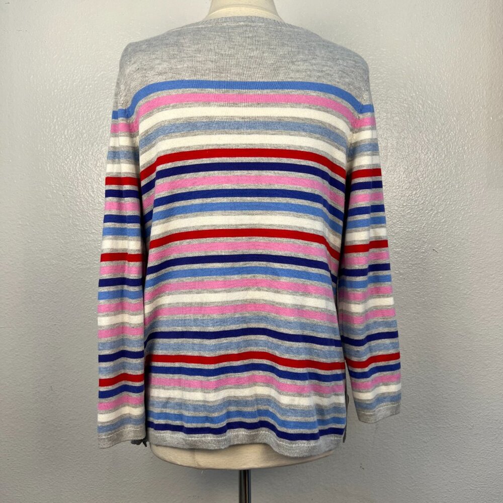 Talbots Multi-Stripe Side Button Sweater Cotton B… - image 6